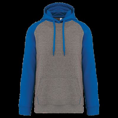 Sudadera bicolor con capucha Grey Heather/Sporty Royal Blue M