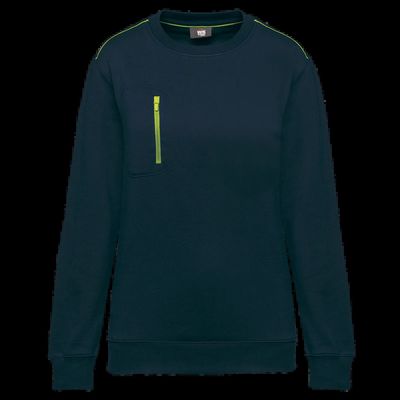 Sudadera unisex con bolsillo a zip Navy / Fluorescent Yellow 3Xl