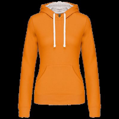 Sudadera de chica con capucha contrastada Orange / White S