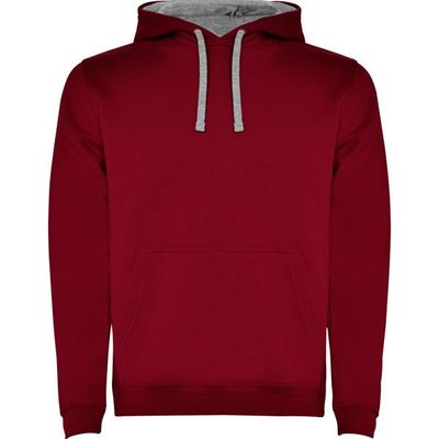 Sudadera con Capucha y Bolsillo Canguro Granate/Gris Vigore M