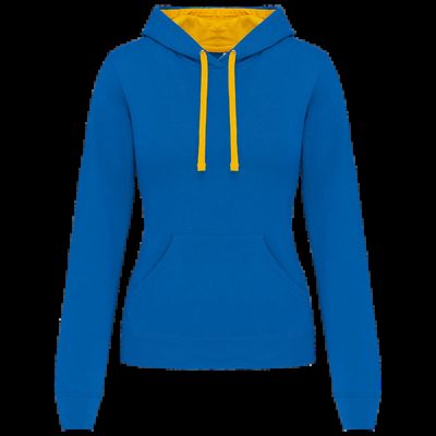Sudadera de chica con capucha contrastada Light Royal Blue / Yellow Xl