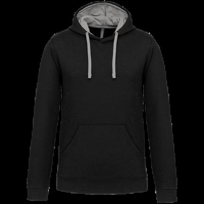 Sudadera clásica con capucha y bolsillo Black / Fine Grey Xs
