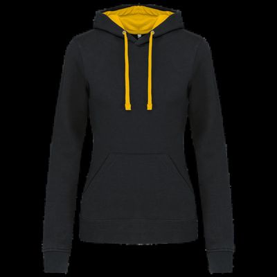 Sudadera de chica con capucha contrastada Black / Yellow L