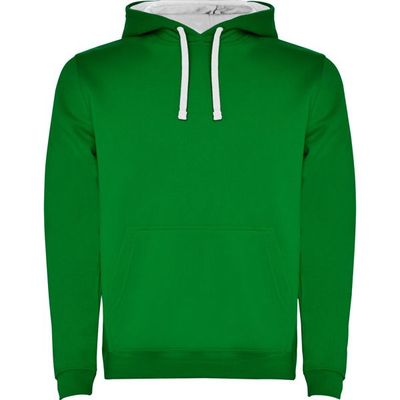 Sudadera con Capucha y Bolsillo Canguro Verde Kelly/Blanco 3/4