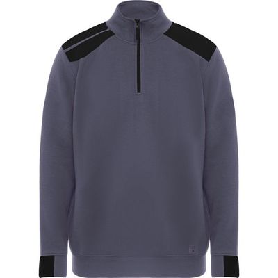 Sudadera Bicolor Cuello Alto Media Cremallera Plomo/Negro L