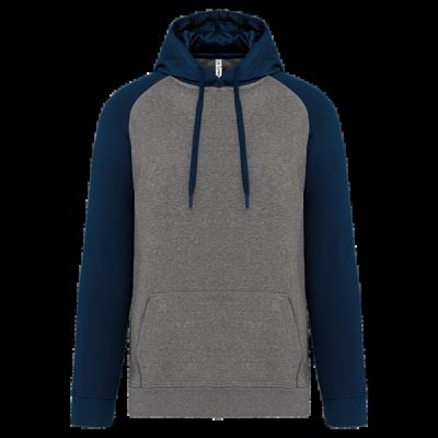 Sudadera bicolor con capucha Grey Heather / Sporty Navy 3Xl