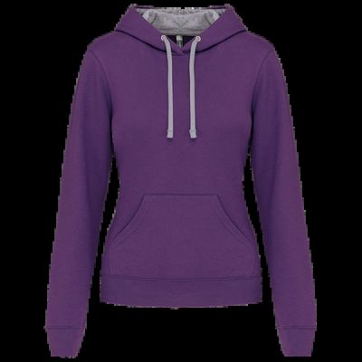 Sudadera de chica con capucha contrastada Purple / Oxford Grey Xs