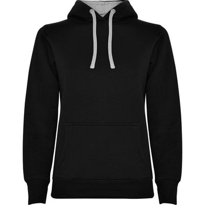 Sudadera Entallada Mujer con Capucha Negro/Gris Vigoré L