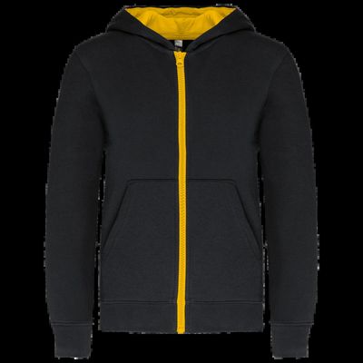 Sudadera con capucha y cremallera para niños Black / Yellow 8/10 Ans