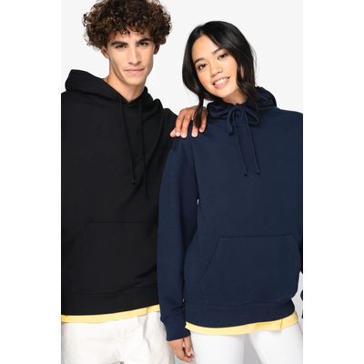 Sudadera orgánica con capucha bolsillo y hombros caídos