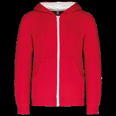 Sudadera con capucha y cremallera para niños Red / White 10/12 Ans