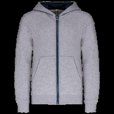 Sudadera con capucha y cremallera para niños Oxford Grey / Navy 10/12 Ans