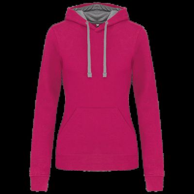 Sudadera de chica con capucha contrastada Fuchsia / Fine Grey Xl