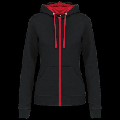 Sudadera capucha mujer Black / Red Xs
