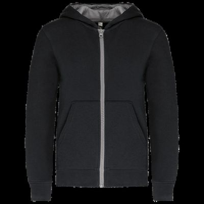 Sudadera con capucha y cremallera para niños Black / Fine Grey 6/8 Ans