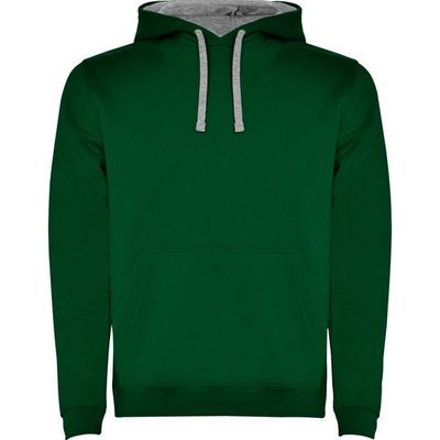 Sudadera con Capucha y Bolsillo Canguro Verde Botella/Gris Vigore L