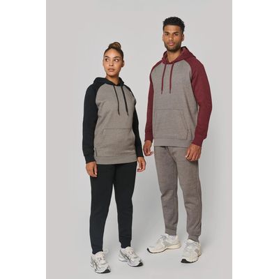 Sudadera bicolor con capucha Grey Heather / Black Xs