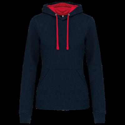 Sudadera de chica con capucha contrastada Navy / Red Xl
