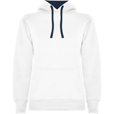 Sudadera Entallada Mujer con Capucha Blanco/Marino L