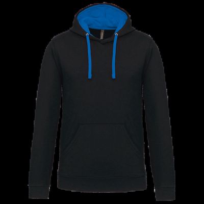 Sudadera clásica con capucha y bolsillo Black / Light Royal Blue Xs