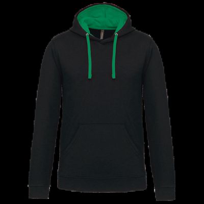Sudadera clásica con capucha y bolsillo Black / Light Kelly Green Xxl