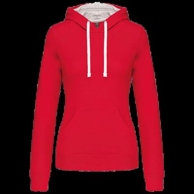 Sudadera de chica con capucha contrastada Red / White Xs