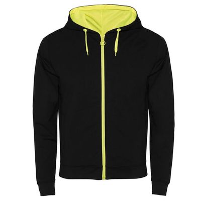 Sudadera con detalles en color flúor Negro/ Amarillo Fluor S
