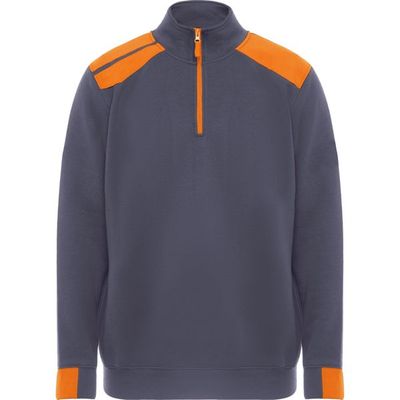 Sudadera Bicolor Cuello Alto Media Cremallera Plomo/Naranja 3Xl