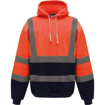 Sudadera alta visibilidad con capucha Hi Vis Orange / Navy 3XL