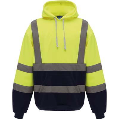 Sudadera alta visibilidad con capucha Hi Vis Yellow / Navy XL