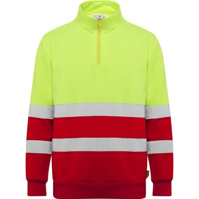 Sudadera Alta Visibilidad Cuello Alto Rojo Laboral/Amarillo Flúor Xl