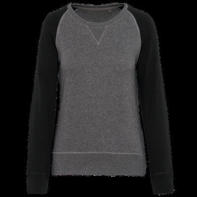 Sudadera bi-color algodón orgánico Grey Heather / Black M