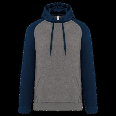 Sudadera bicolor con capucha Grey Heather / Sporty Navy M