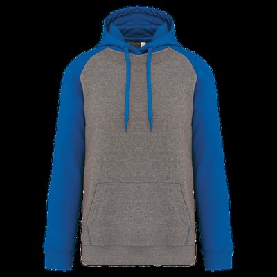 Sudadera bicolor con capucha Grey Heather/Sporty Royal Blue Xxl