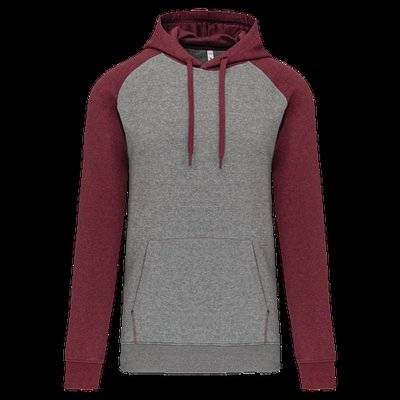Sudadera bicolor con capucha Grey Heather / Wine Heather M
