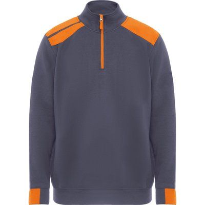 Sudadera Bicolor Cuello Alto Media Cremallera PLOMO/NARANJA M