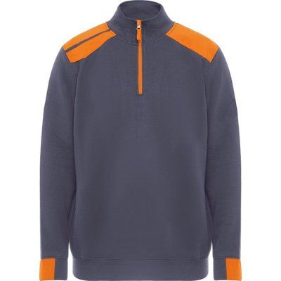 Sudadera Bicolor Cuello Alto Media Cremallera PLOMO/NARANJA XL