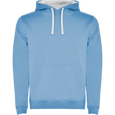 Sudadera con Capucha y Bolsillo Canguro Celeste/Blanco Xl