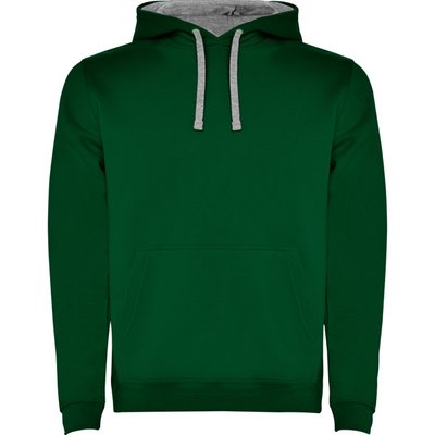 Sudadera con Capucha y Bolsillo Canguro Verde Botella/Gris Vigore Xs