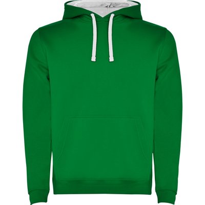 Sudadera con Capucha y Bolsillo Canguro VERDE KELLY/BLANCO 3/4