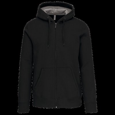 Sudadera capucha y cremallera algodón Black S