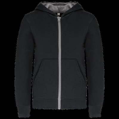 Sudadera con capucha y cremallera para niños Black / Fine Grey 8/10 ans