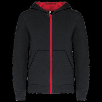 Sudadera con capucha y cremallera para niños Black / Red 8/10 ans