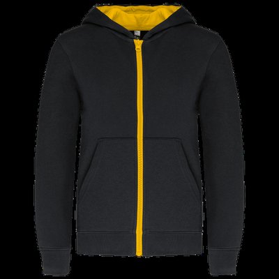 Sudadera con capucha y cremallera para niños Black / Yellow 8/10 ans