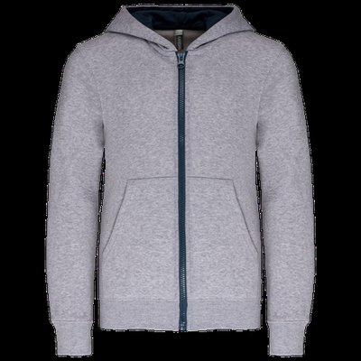 Sudadera con capucha y cremallera para niños Oxford Grey / Navy 12/14 ans