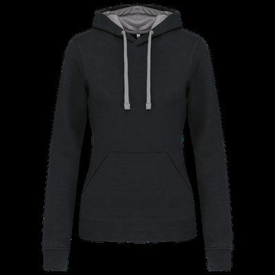 Sudadera de chica con capucha contrastada Black / Fine Grey XL