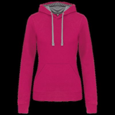 Sudadera de chica con capucha contrastada Fuchsia / Fine Grey M