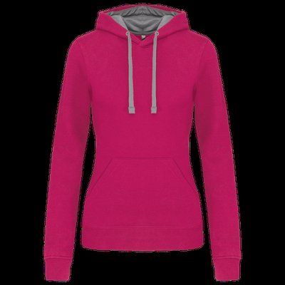 Sudadera de chica con capucha contrastada Fuchsia / Fine Grey XL