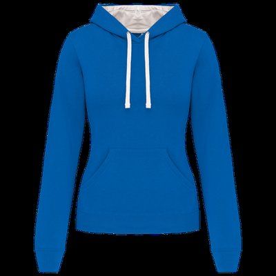 Sudadera de chica con capucha contrastada Light Royal Blue / White XL