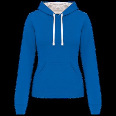 Sudadera de chica con capucha contrastada Light Royal Blue / White Xs